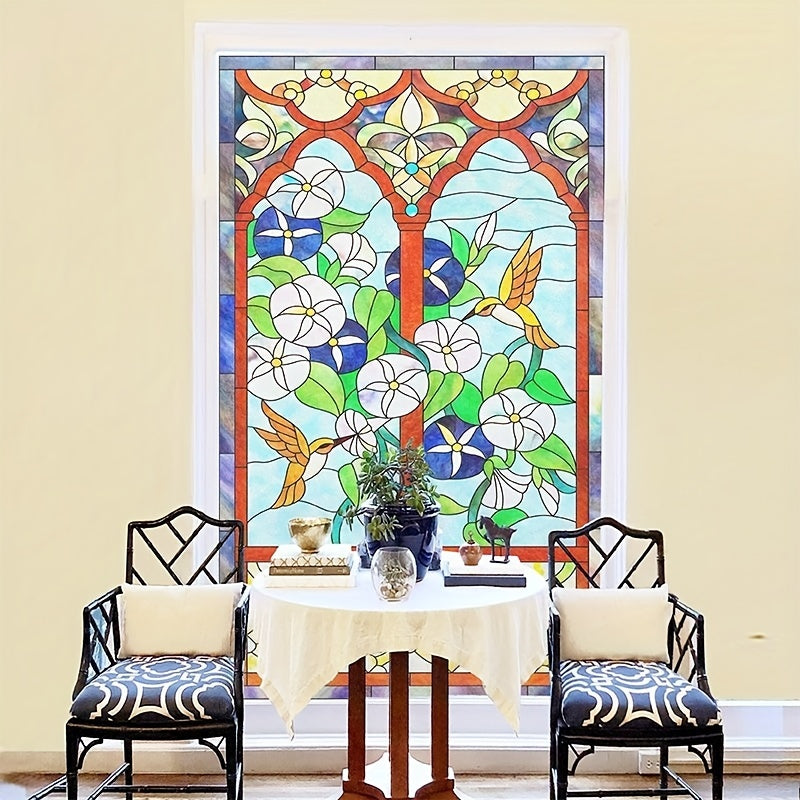 European Retro Stained Glass Window Decals for Privacy and Decoration