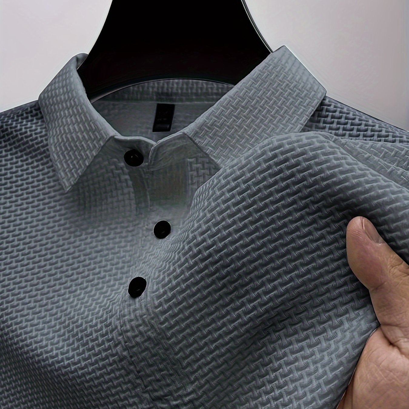 Men's Mesh Stretch Golf Shirt Short Sleeve Summer Outdoor Geometric Pattern