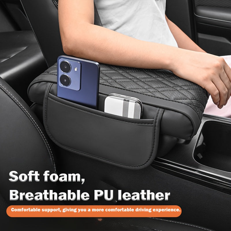Подушка подлокотника для автомобиля с держателем для телефона, из искусственной кожи, эргономичная, регулируемая по высоте