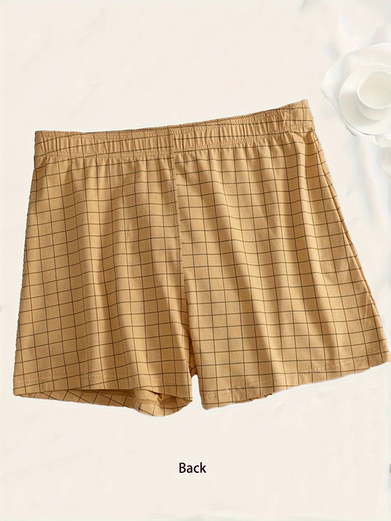 Men's Plaid Cotton Boxer Shorts 3-Pack Breathable Loose Fit Casual