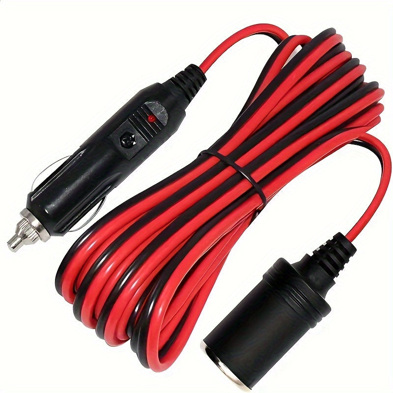 Cable de extensión para coche 3M 12V 24V Cargador de batería con luz LED y fusible