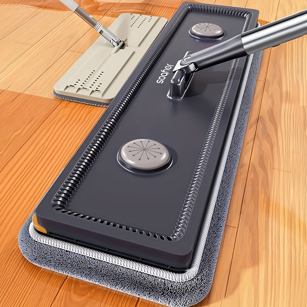 Microfiber Flat Mop Set with Extendable Handle and Washable Pads for Living Room Cleaning