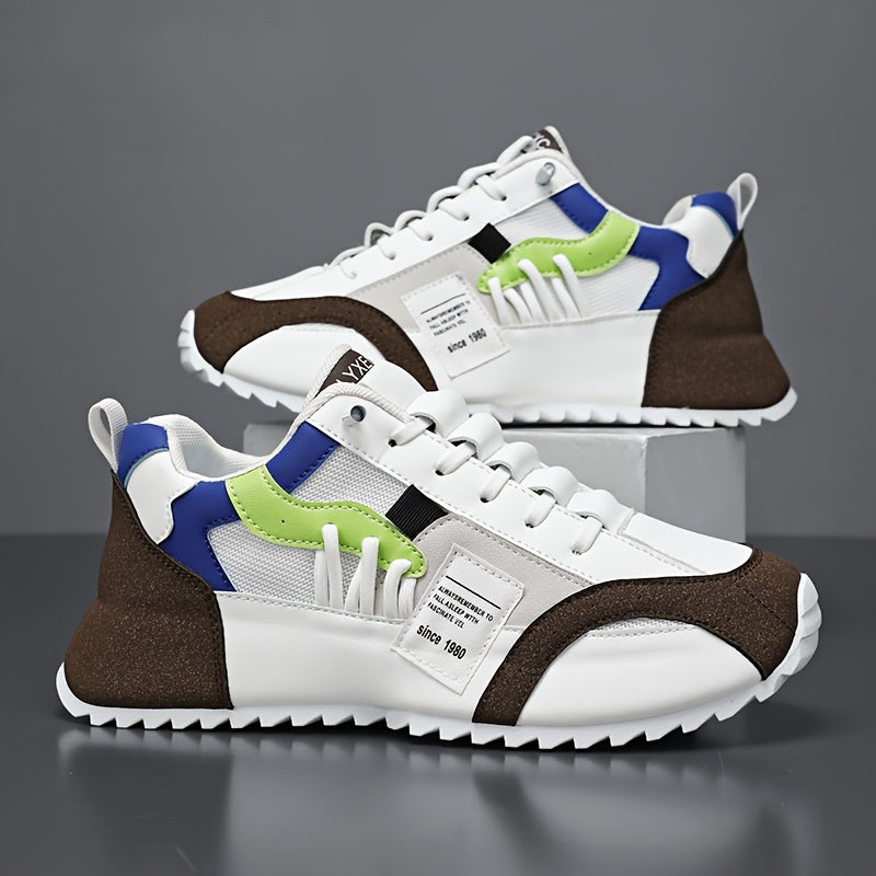 Men's Casual Sports Sneakers Low Top Lace-Up Trainers PU Upper EVA Insole Solid Color All Seasons