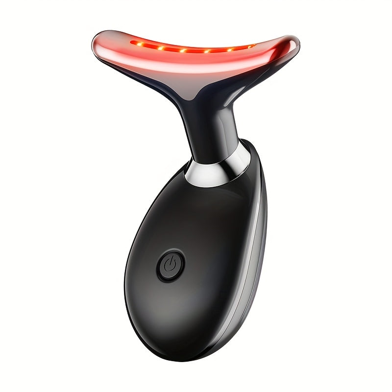 Light Beige Facial Massage Device with Vibrating Heat Rechargeable USB Home Spa Gift