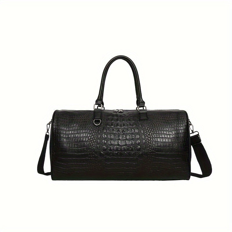 Faux Leather Crocodile Pattern Gym Tote Bag for Travel and Weekend Trips