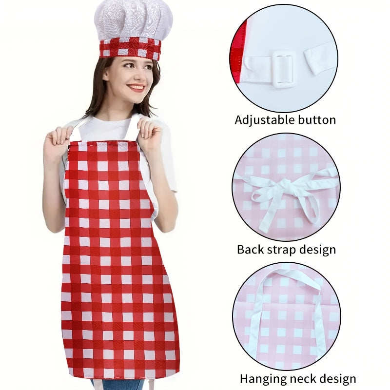 Uniseks oshpaz aproni va shlyapa to'plami Polyester sozlanadigan bo'yin pishirish, pishirish, ish kiyimlari