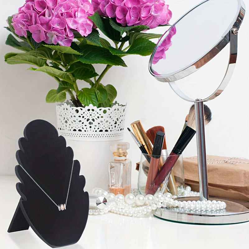 Black Plush Jewelry Display Stand with Pendant Holder and Notches