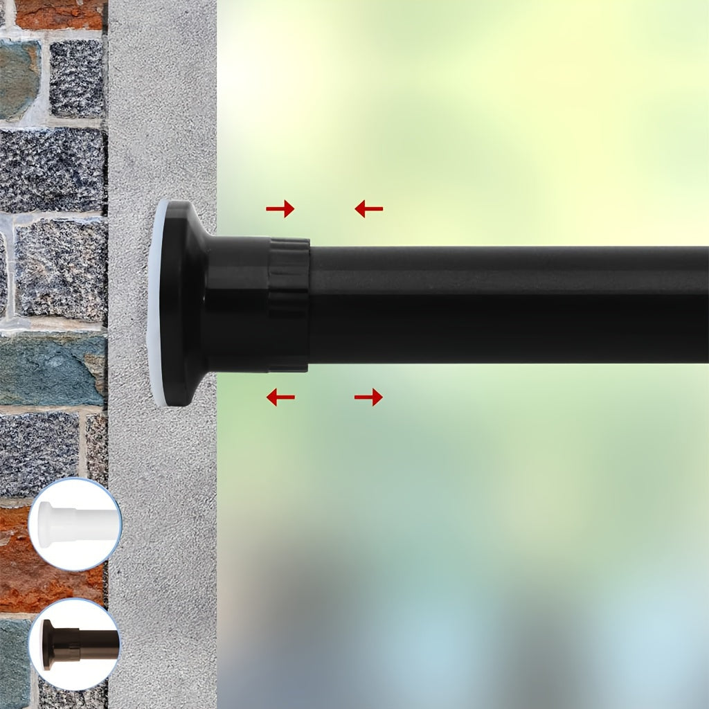 Adjustable Bathroom Partition Spring Rod Black White Brown No Drill Room Divider Shower Curtain