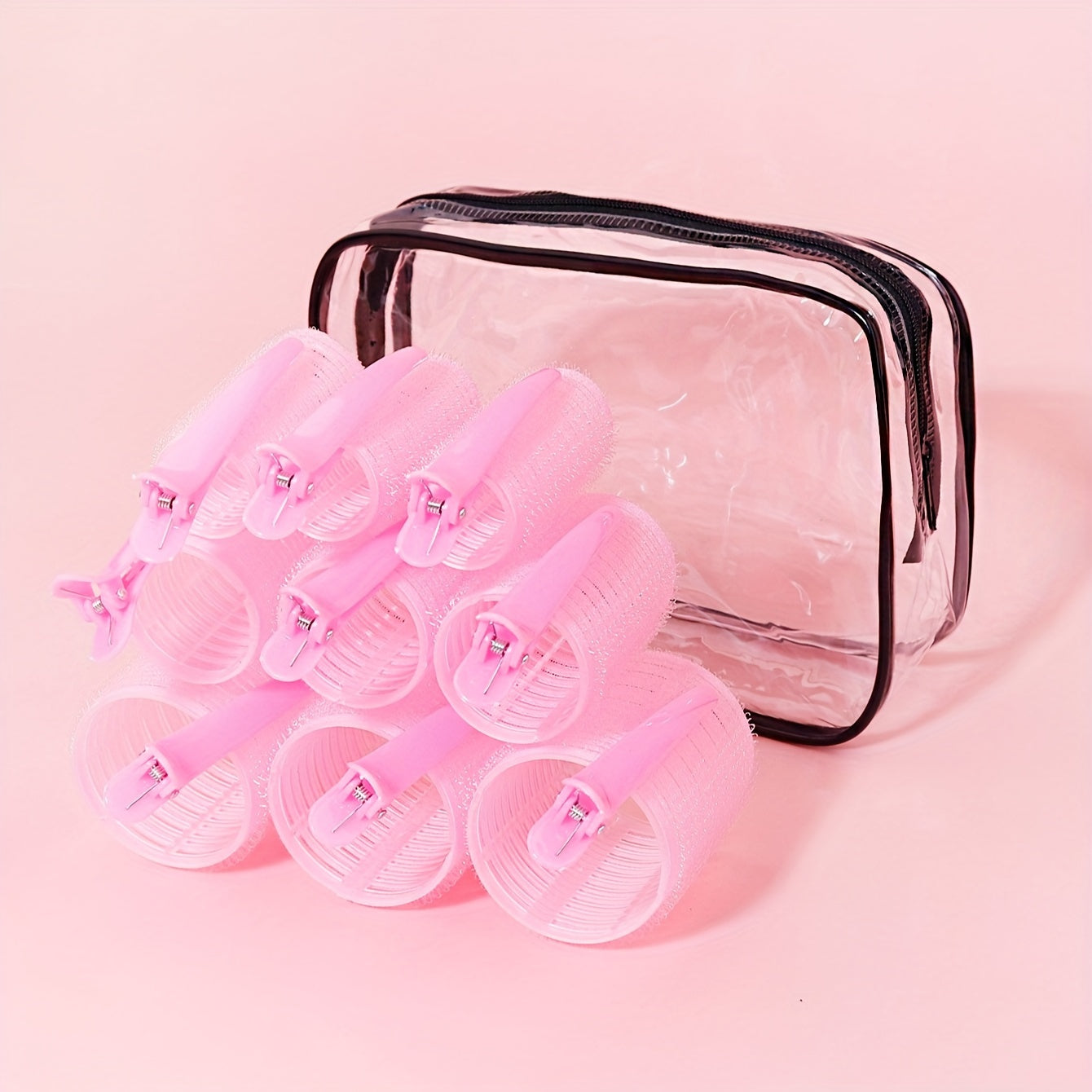 19-Piece Heatless Curlers Set with Clips and Storage Bag for DIY Hair Styling
