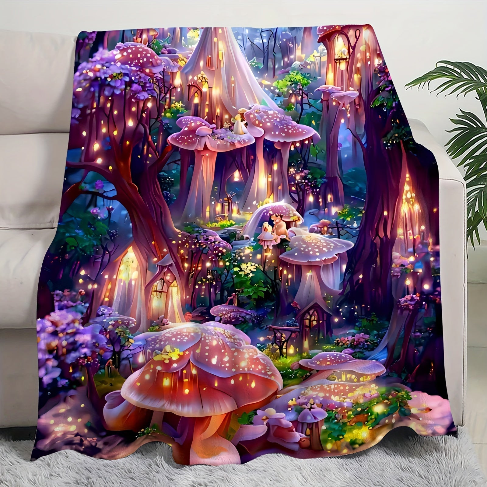 Fairy Forest Dream Castle Print Blanket for Kids Warm Cozy Gift