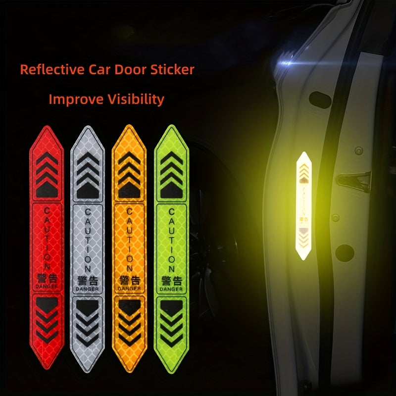 4pcs Car Reflective Stickers Safety Warning Visibility Enhancer