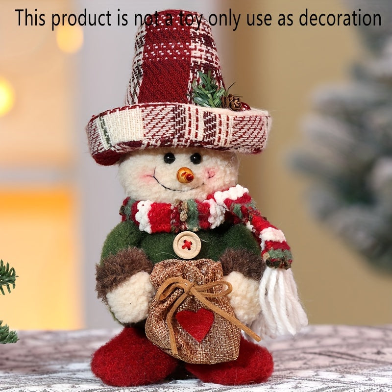 Festive Nordic Christmas Ornament Gnome and Snowman Polyester Tree Decor