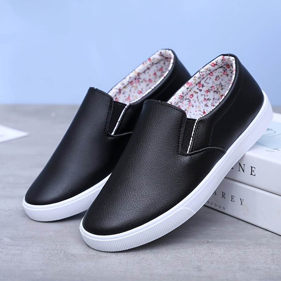 Women's Slip-On Loafers Black Cushioned Rubber Sole Casual Office Footwear