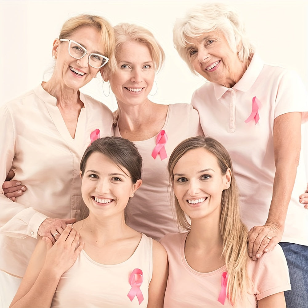 100 Pink Ribbon Pins for Breast Cancer Awareness Fundraising Support