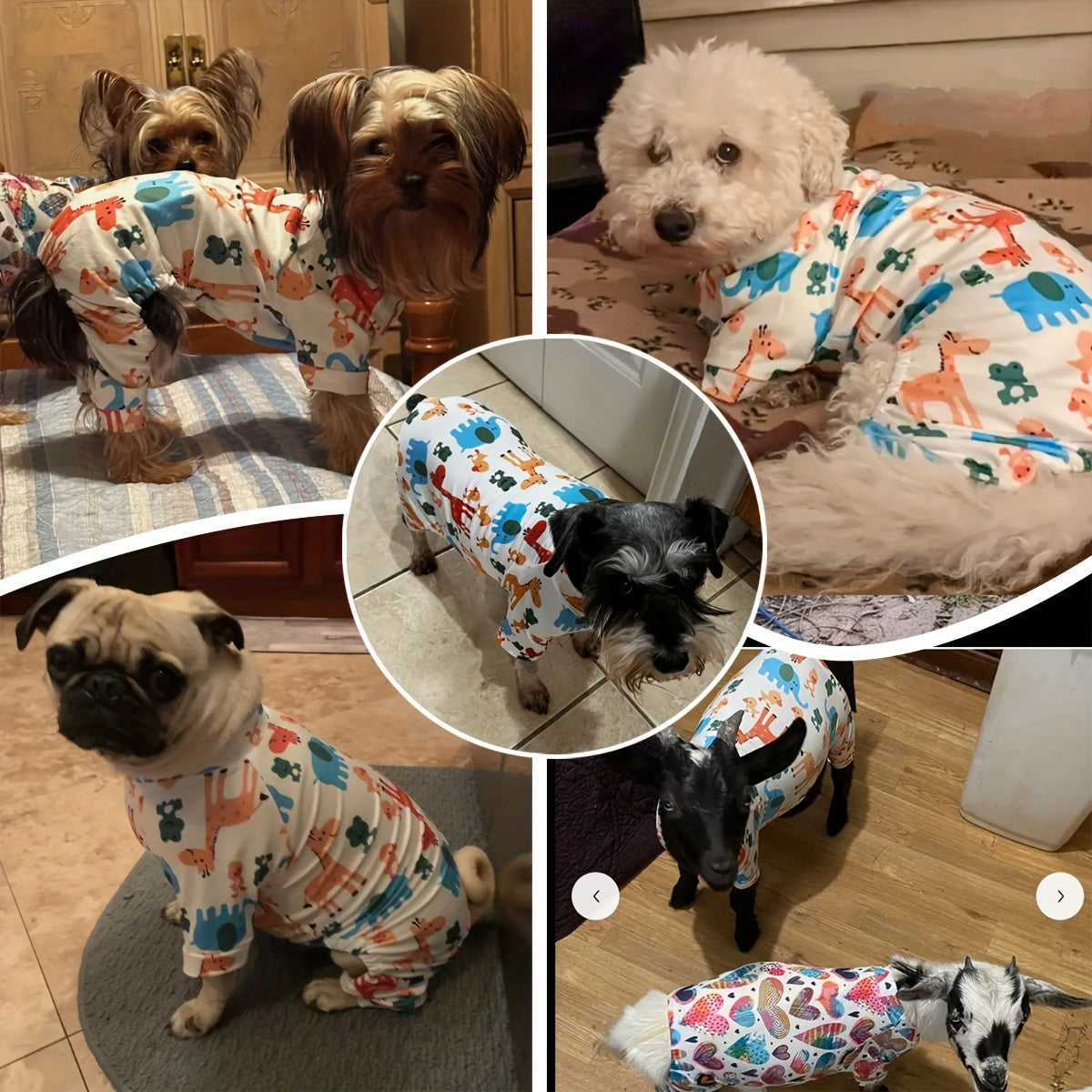 Dog Pajamas Small Breed Cozy Polyester Knit Cartoon Animal Print Pullover All-Season
