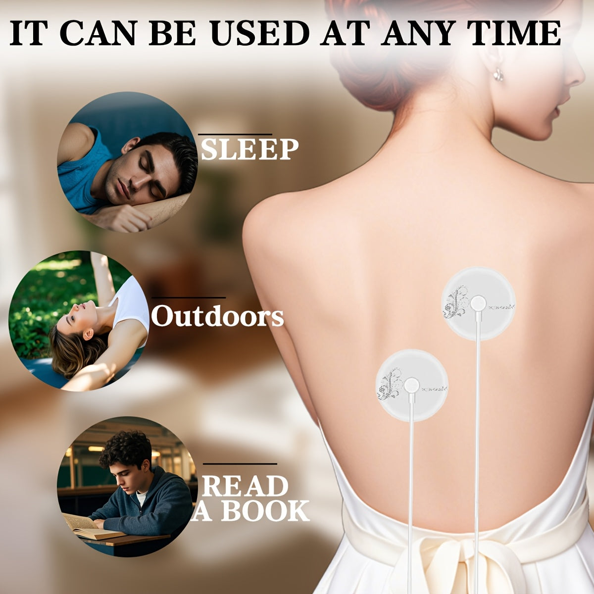 Kichik va yengil simli massajer, 3 tugma boshqaruvi, 9 intensivlik darajasi, 6 rejim - 3 juft gel padlar, USB quvvat, sayohat uchun portativ. Ideal Otalar kuni sovg'asi. Massaj