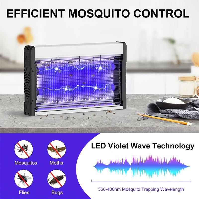 Lámpara eléctrica matamoscas impermeable para insectos, de montaje en pared, trampa para mosquitos, malla metálica negra