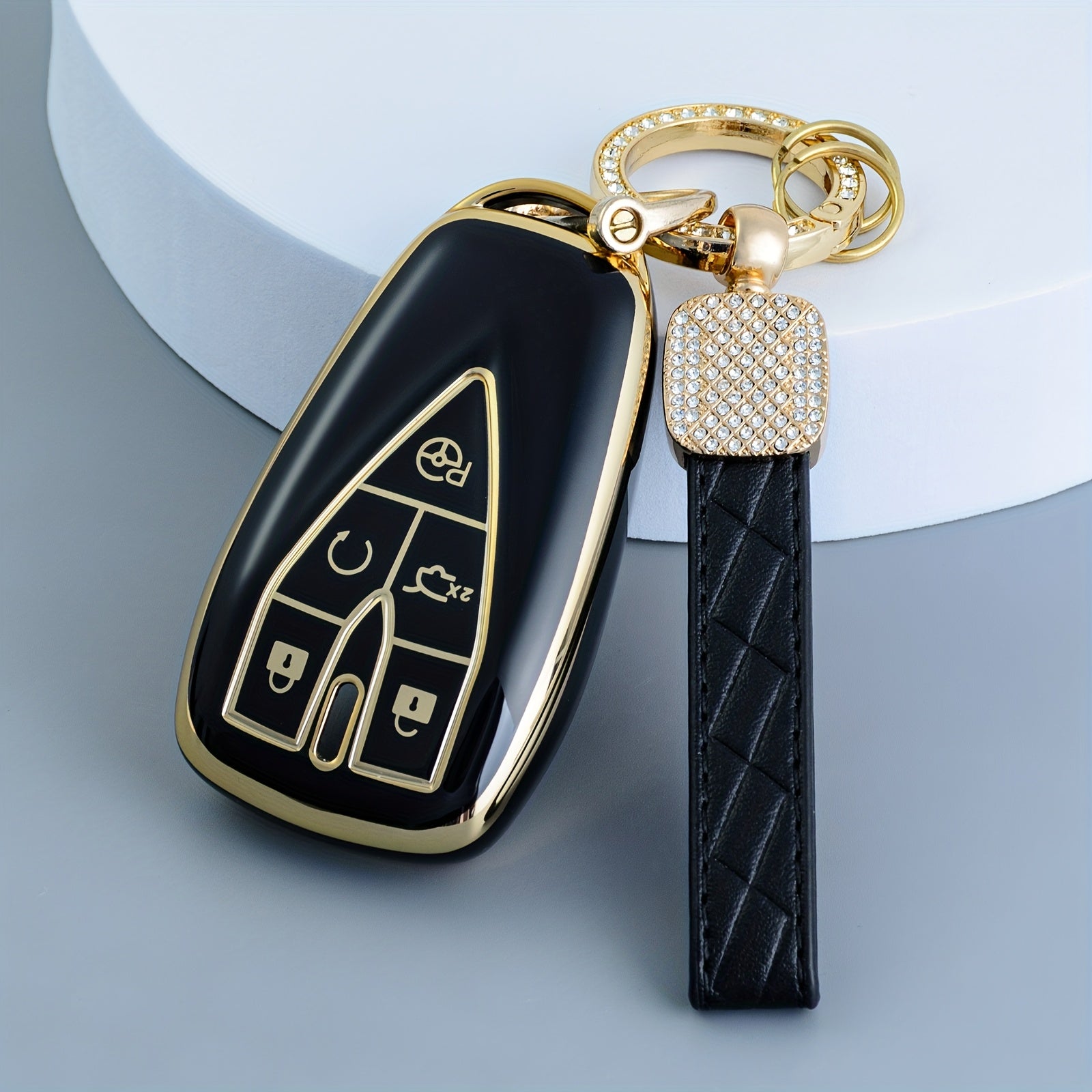 Universal TPU Key Fob Cover Black and Gold Durable Waterproof Car Key Protector