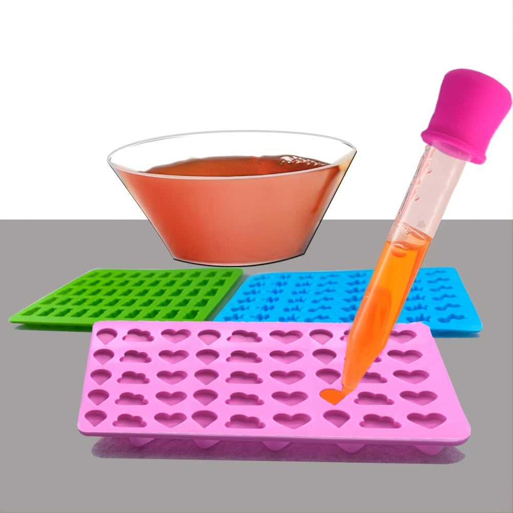 Silicone Candy Molds Set with Droppers for Gummies, Chocolate, and Fondant