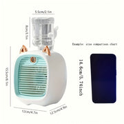 Mini USB rechargeable air conditioner fan 3 speeds humidifying for camping