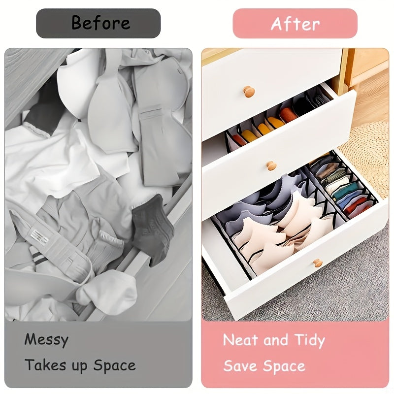 Foldable Mesh Drawer Organizers Set of 5 for Underwear Socks Ties Space-Saving Closet Storage