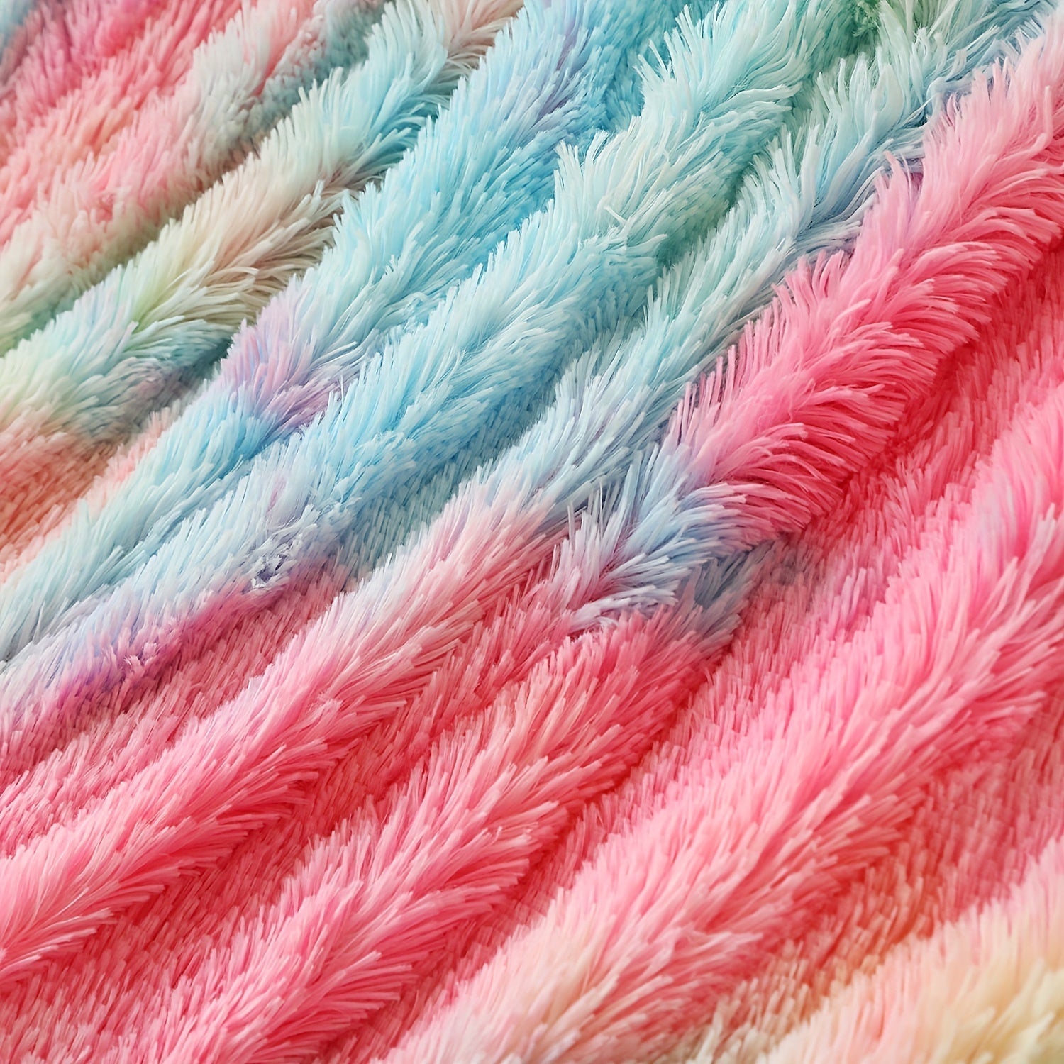 Rainbow Double Layer Plush Blanket for Home Decor and Cozy Bed or Sofa Use