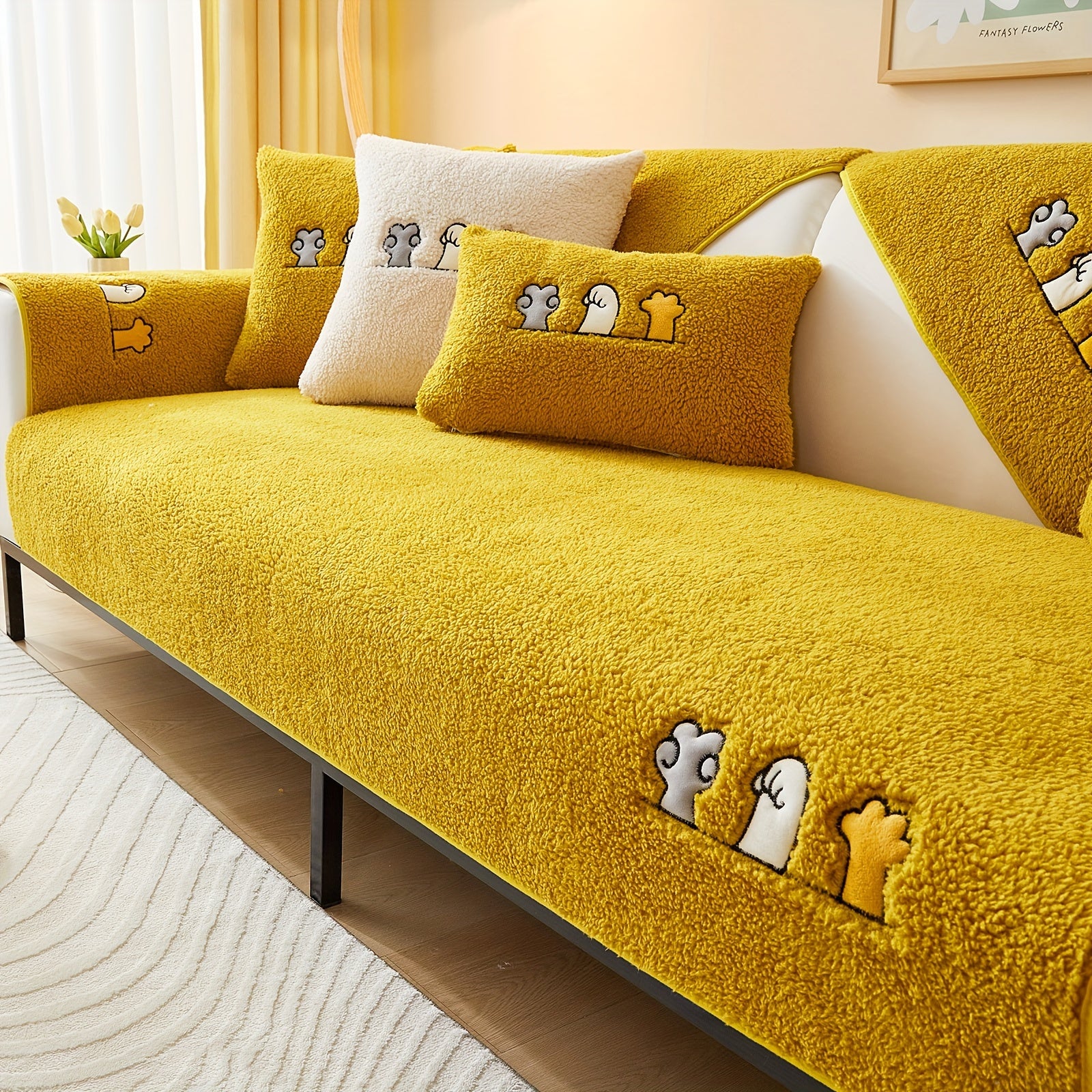 Плюшевый чехол на диван Sherpa, противоскользящий, защитный чехол для мебели для домашних животных для гостиной
