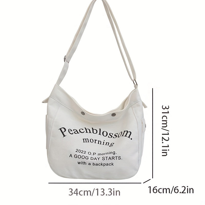 Yoshlar uchun kanvas xabar sumkasi, harf bosma, sozlanadigan kamar, kundalik, minimalistik, crossbody sumka