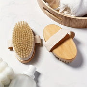Natural Bristle Body Brush for Exfoliation Handheld Wooden Spa Massager