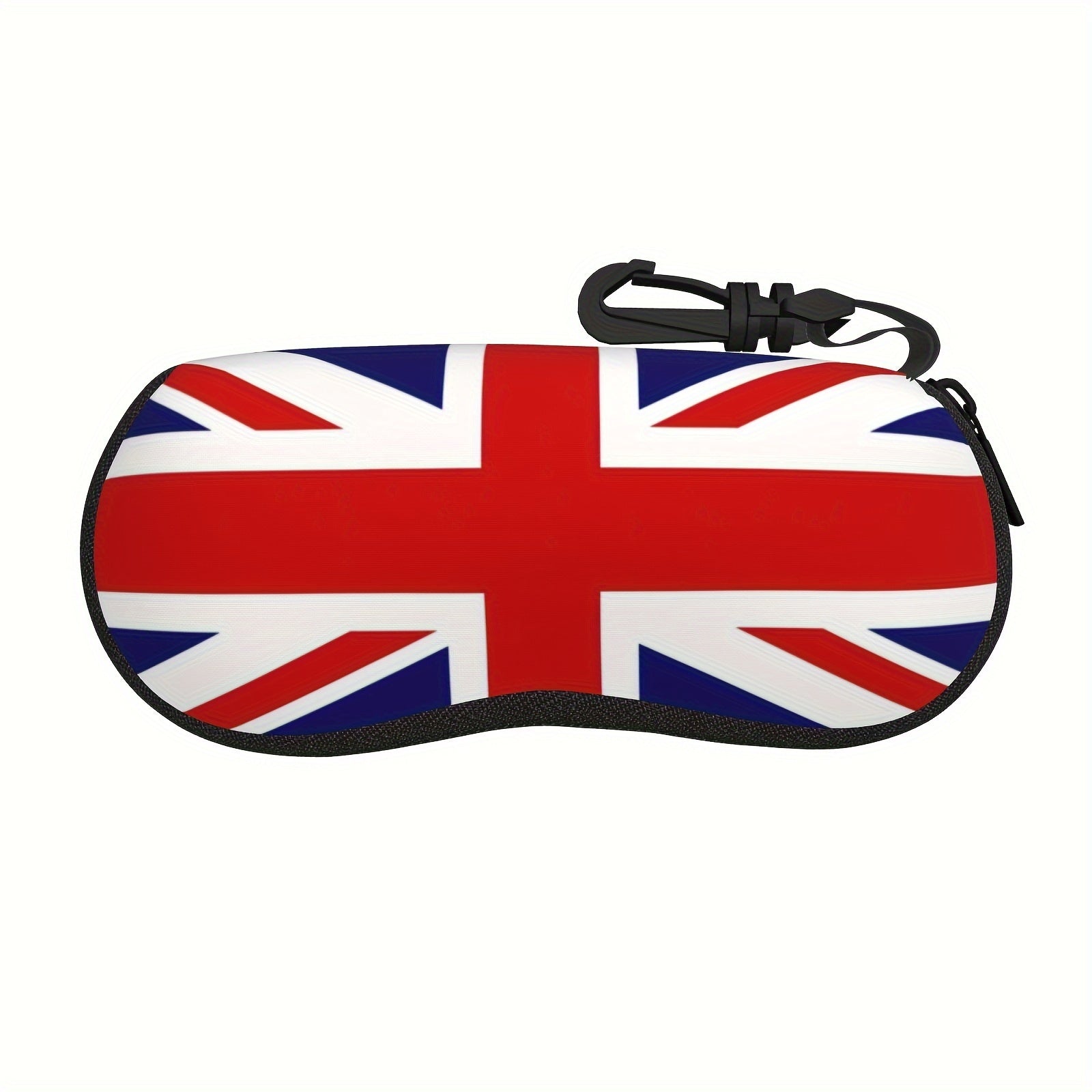 Waterproof Eyewear Case with British Flag Print and Keychain Neoprene Soft Lightweight for Men Women