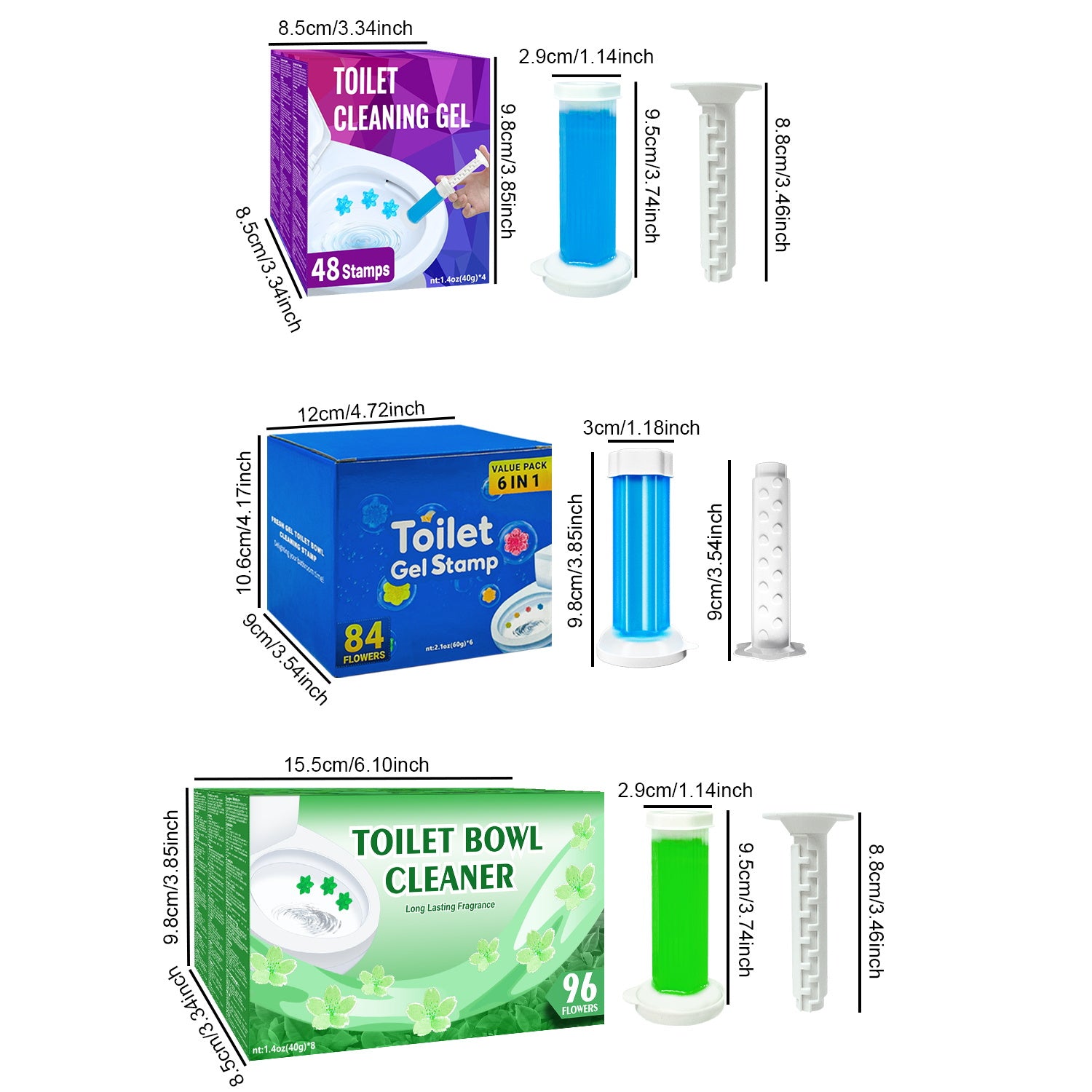 Toilet Bowl Cleaner Gel Stamps with Dispenser Limescale Stain Removal Air Freshener