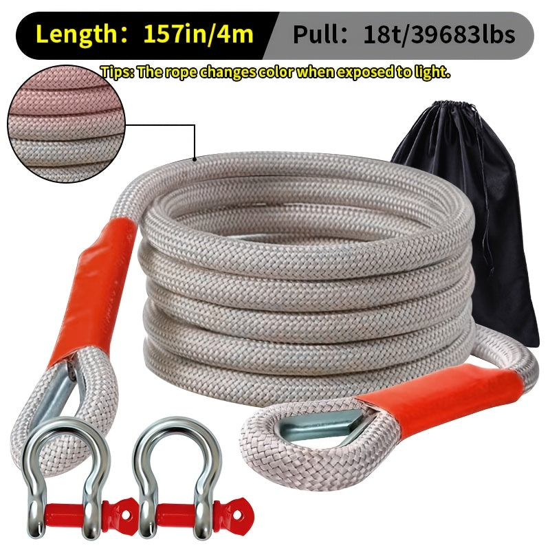 Og'ir yuk Polyamid Tov Rope Seti Off-Road Qayta tiklash uchun SUV transport vositasi bilan po'latdan yasalgan kancalar bilan