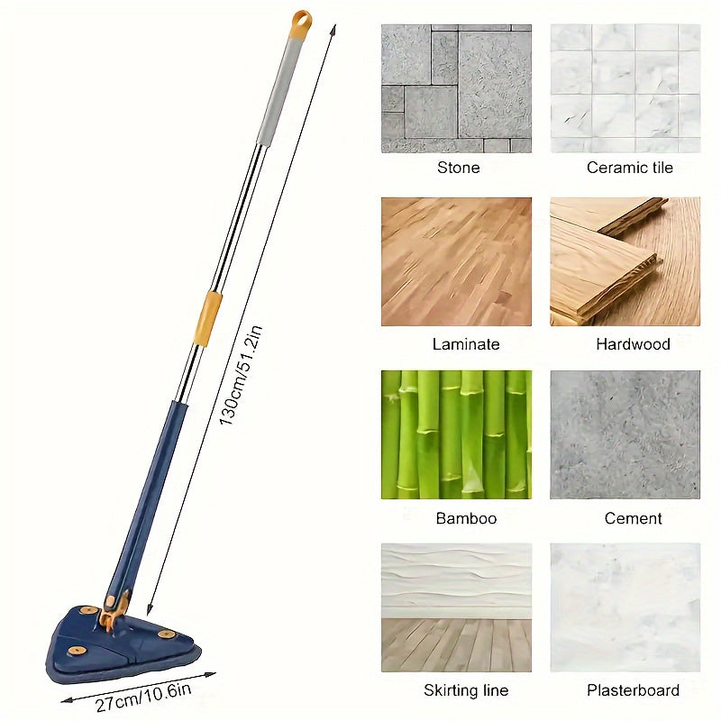 360° Rotating Triangle Mop Set with Self-Wringing System for Wet and Dry Floor Cleaning