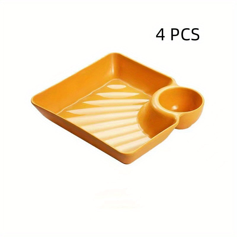 4-Piece Plastic Serving Platter Set Food-Safe Snack and Appetizer Trays