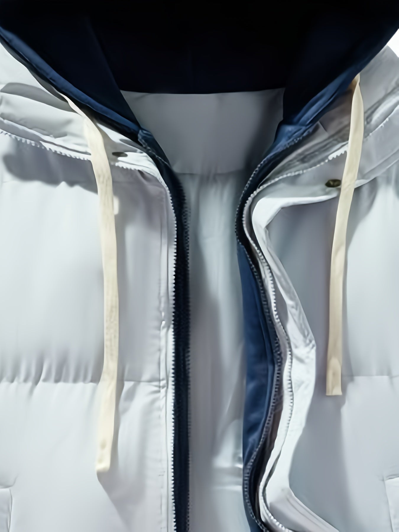 Women's Winter Hooded Jacket Polyester White Navy Blue Cold Weather Coat