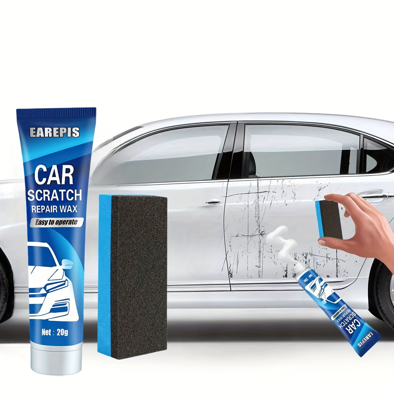 20g Car Scratch Remover Wax Kit with Sponge Applicator for Auto Surface Repair
