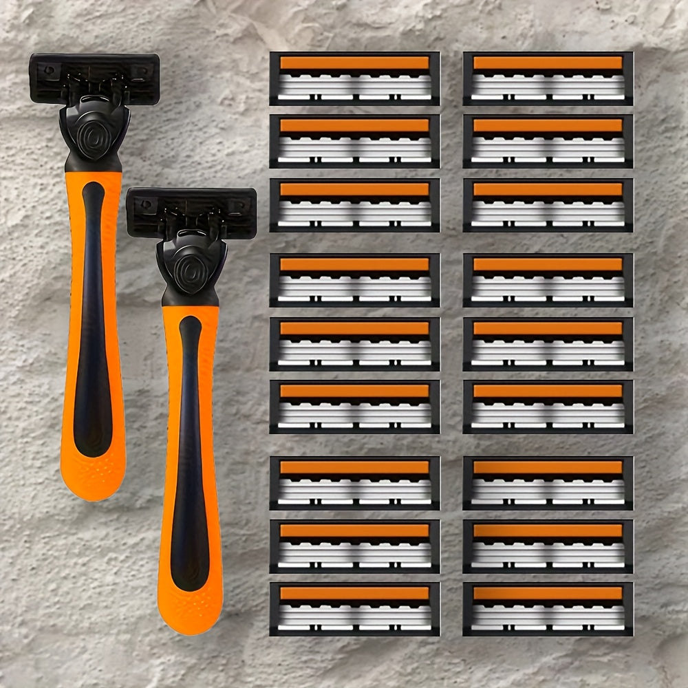 Vibrant Orange Manual Safety Razor for Men and Women with Stainless Steel Blades