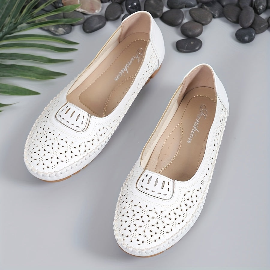 Women's Slip-On Loafers Breathable White Flats Comfortable Soft Sole