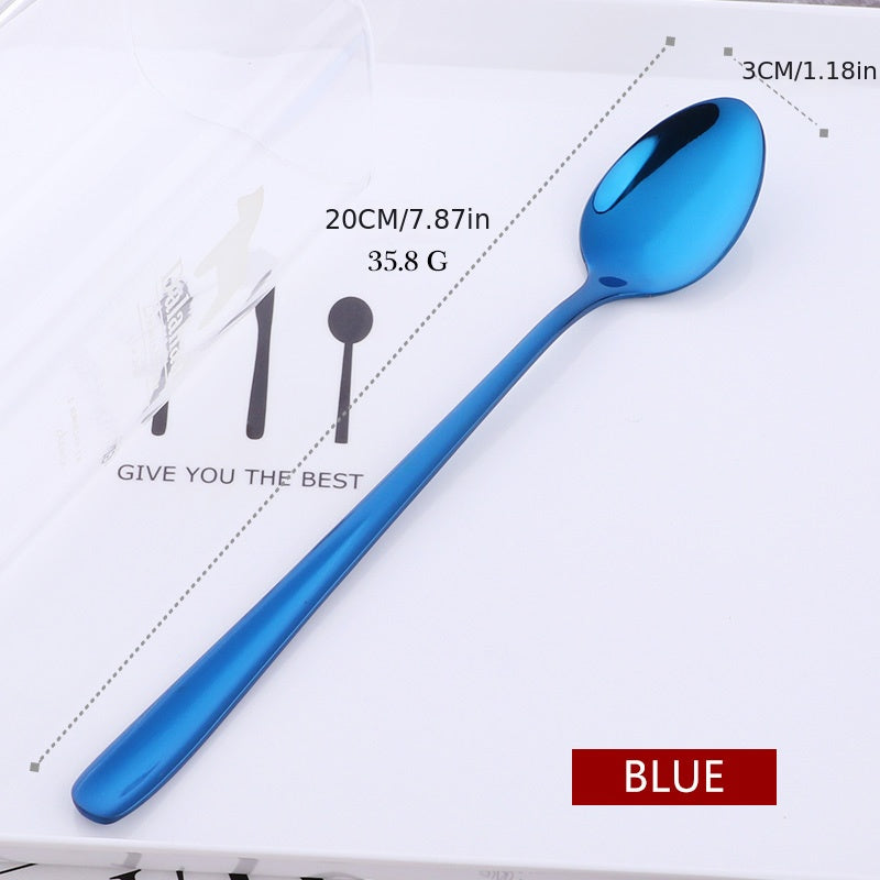 Long Handle Rainbow Ice Cream Spoon Stainless Steel Stirring and Mixing Tool