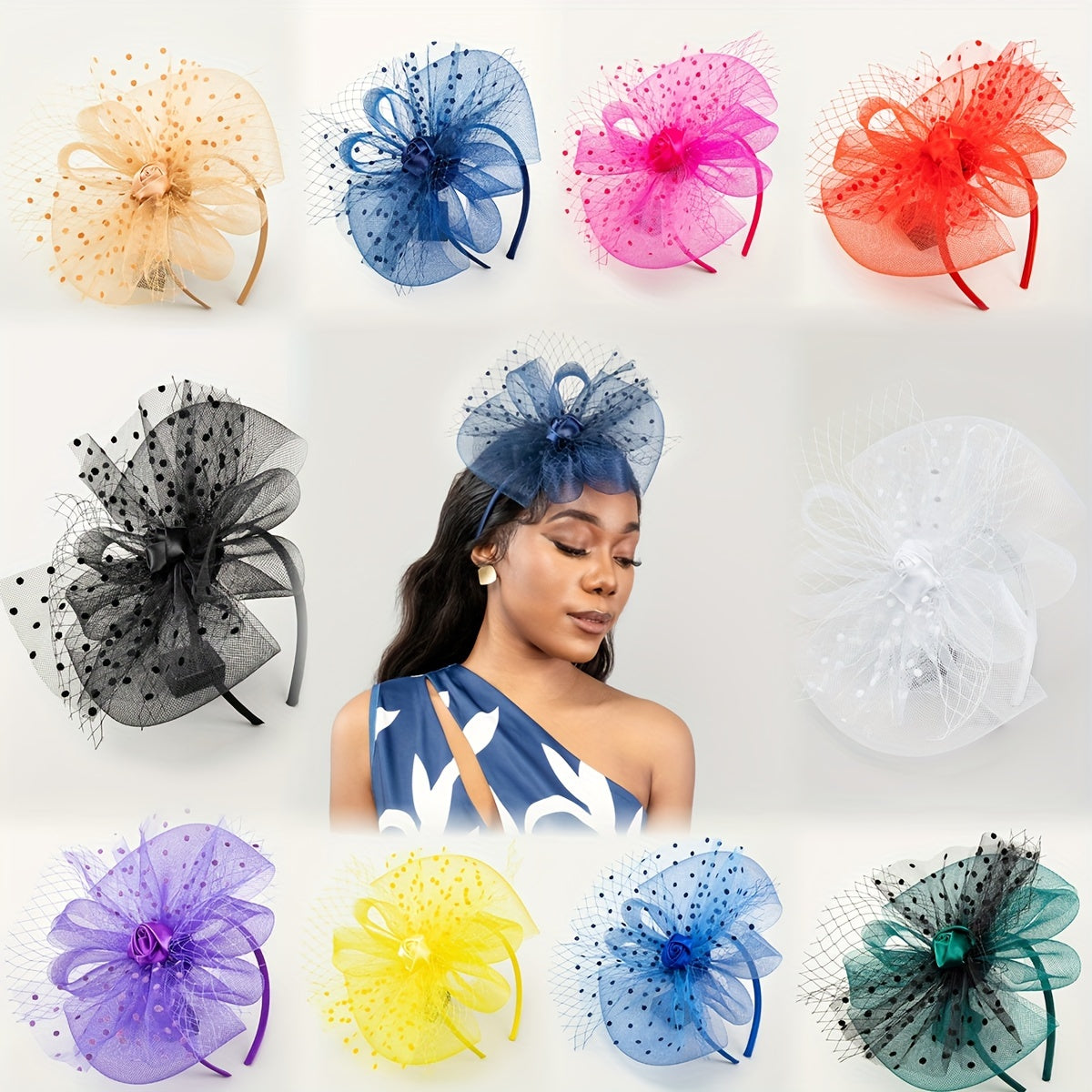 Women's Mesh Flower Headband for Tea Parties and Weddings