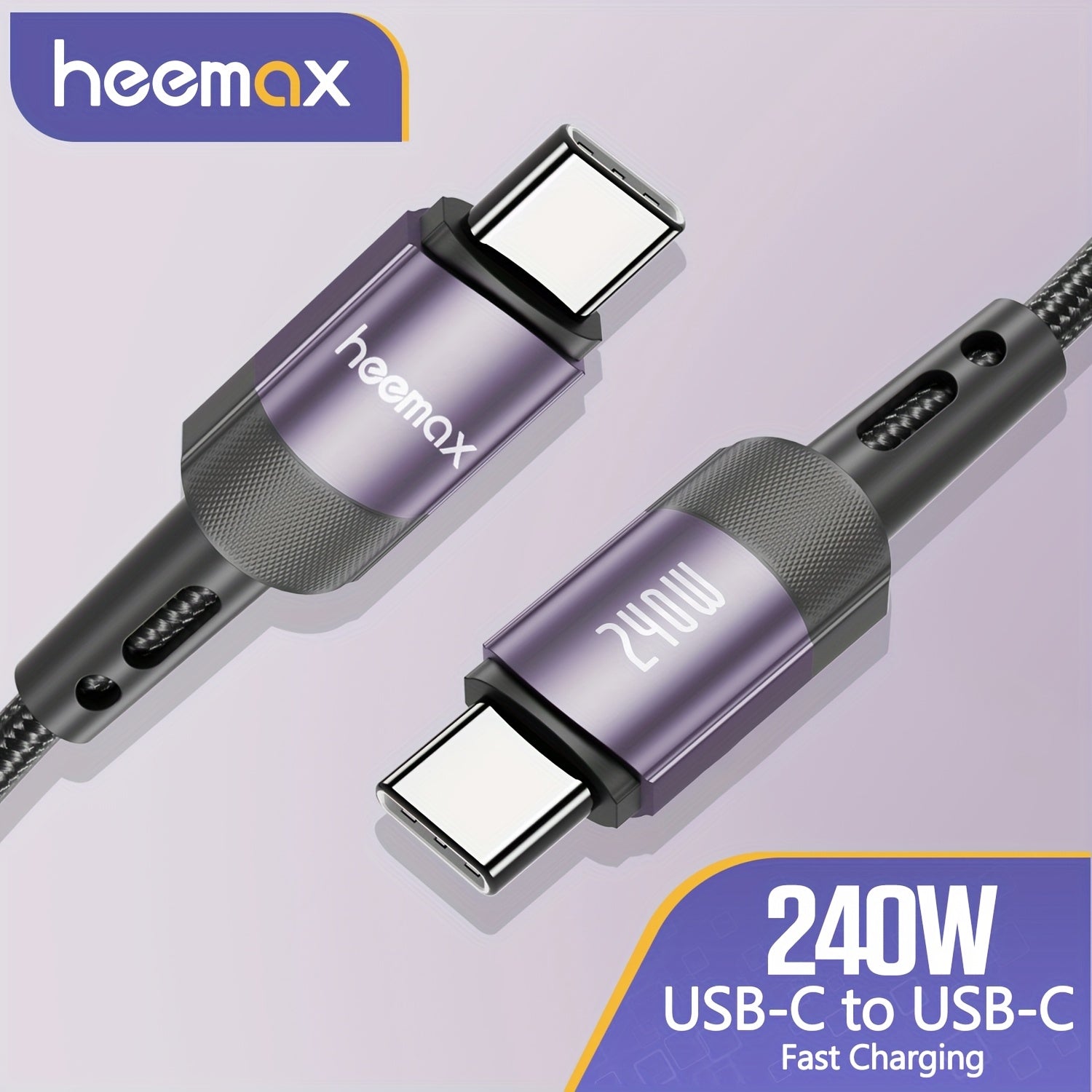 USB C to USB C Cable 240W Fast Charging Nylon Flat Matte for Phones and Devices