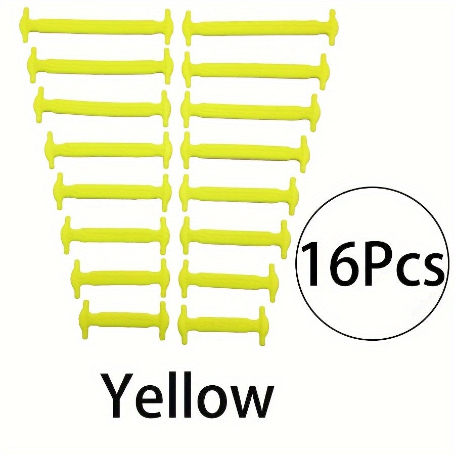 Unisex Stretchy Silicone Lazy No Tie Shoe Laces Flat Elastic Shoe Ties 16 Pack