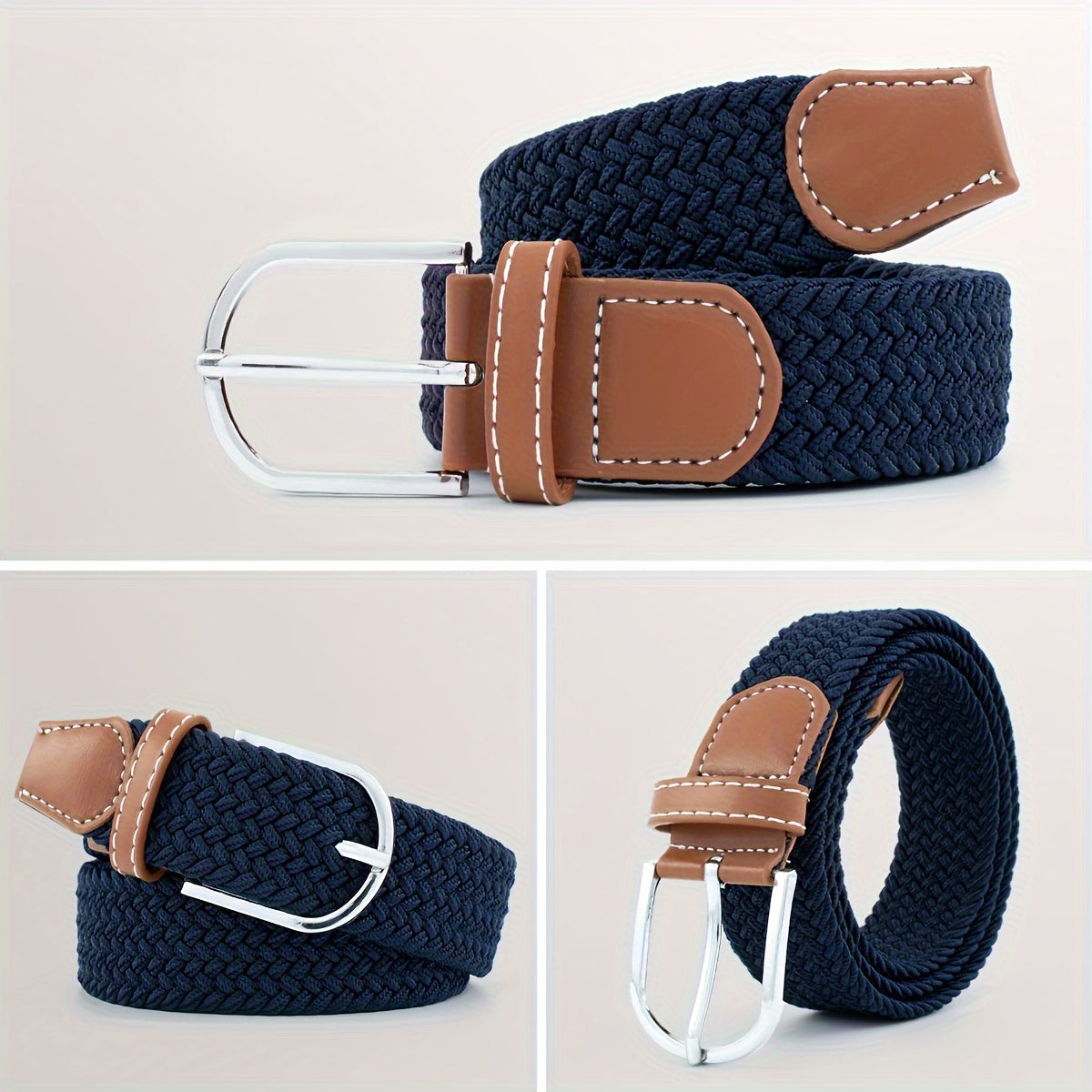 Women's Braided Elastic Belt with Woven Design for Golf and Casual Wear