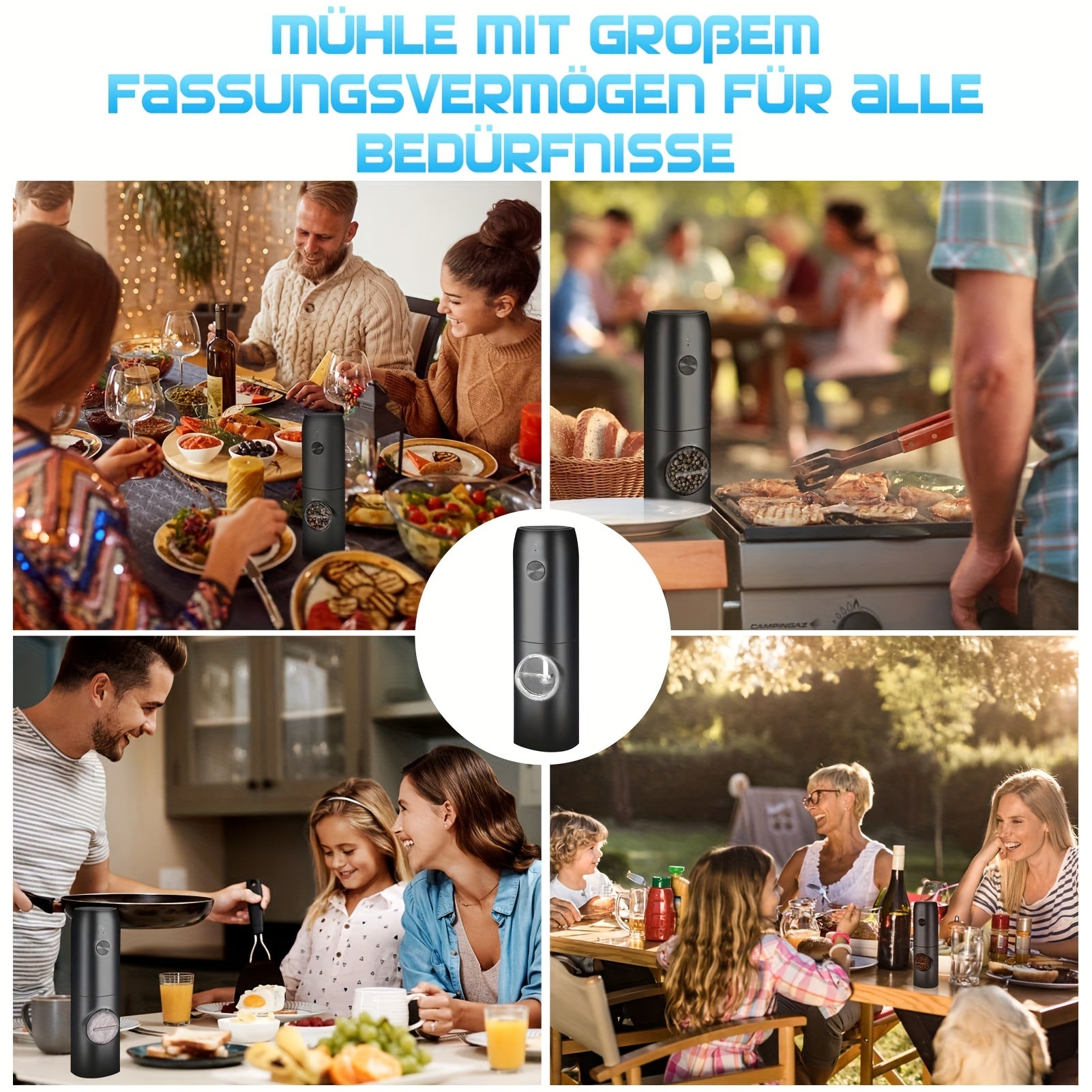 Перезаряжаемый электрический набор мельниц для соли и перца с регулируемой крупностью