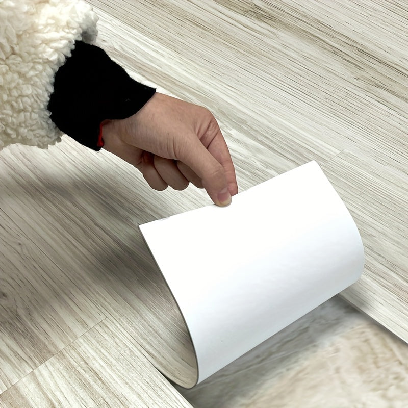 Self-Adhesive Faux Wood Floor Tile Sticker Waterproof Non-Slip Durable Decor
