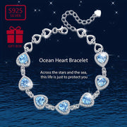 Sterling Silver Heart Charm Bracelet Cubic Zirconia Wedding Gift for Women