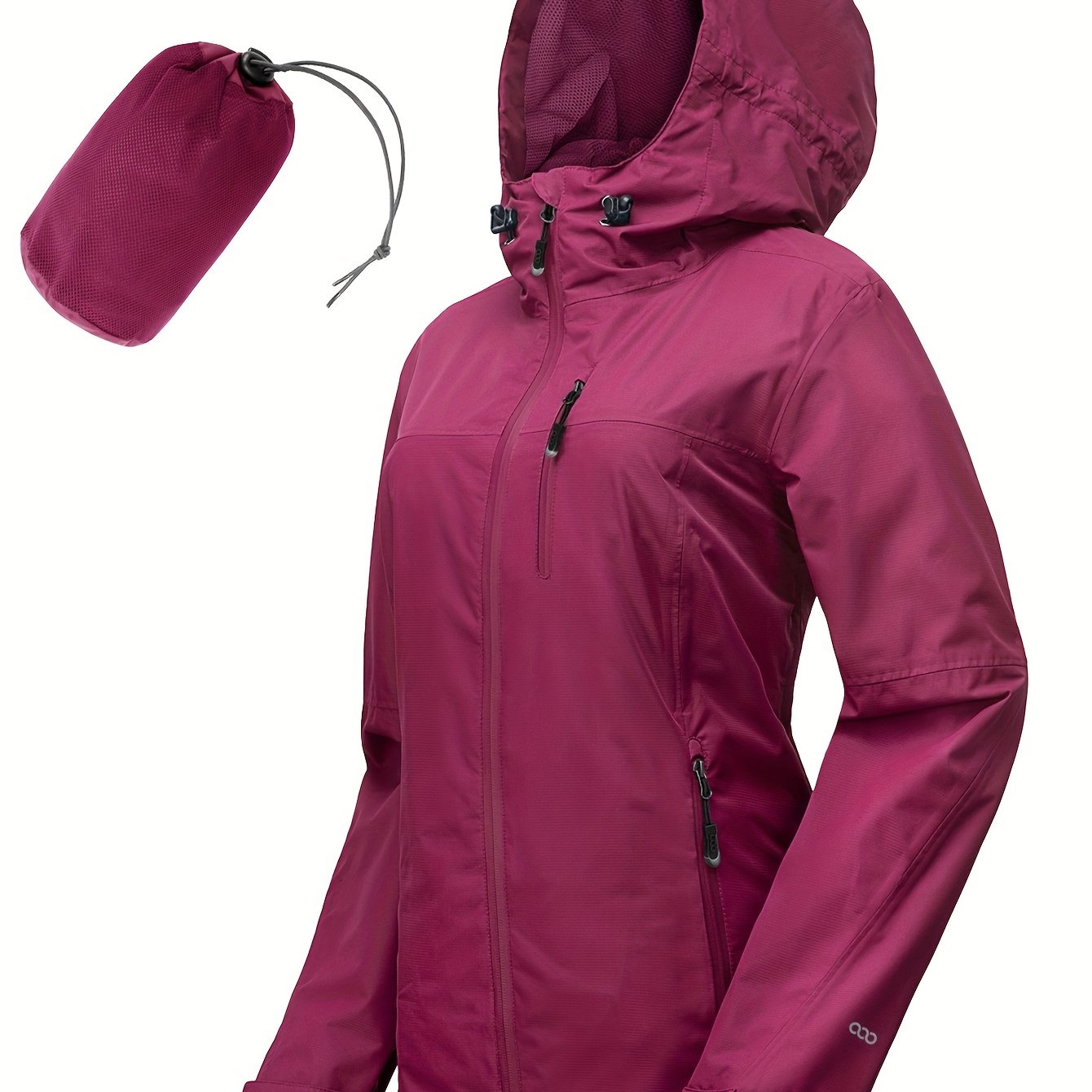 Women's Packable Lightweight Windbreaker Jacket with Hood and Inner Pocket