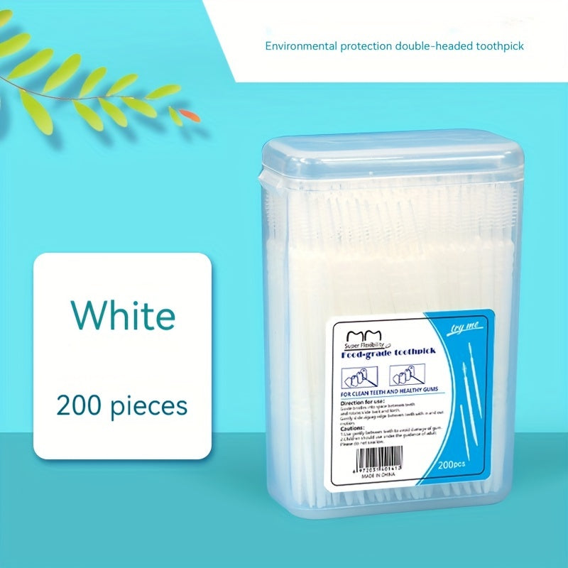 200 Pack Dental Floss Picks Fishbone Interdental Brushes Unscented Travel