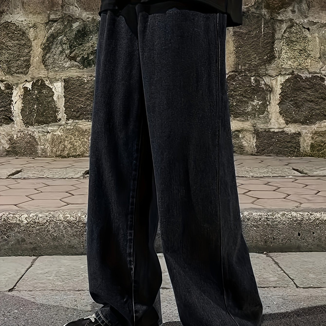 Men's Straight Leg Denim Jeans Casual Washed Mid-Length Solid Color Non-Stretch