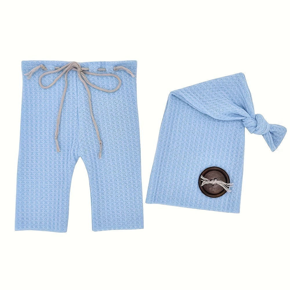 Baby Boy 2-Piece Pants and Cap Set Cotton Photo Outfit
